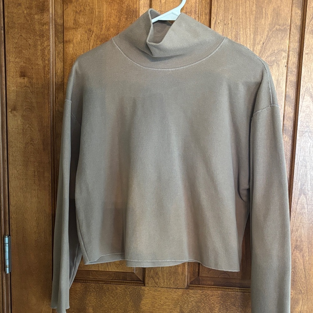 Zara Brown Ribbed Turtleneck Sweater